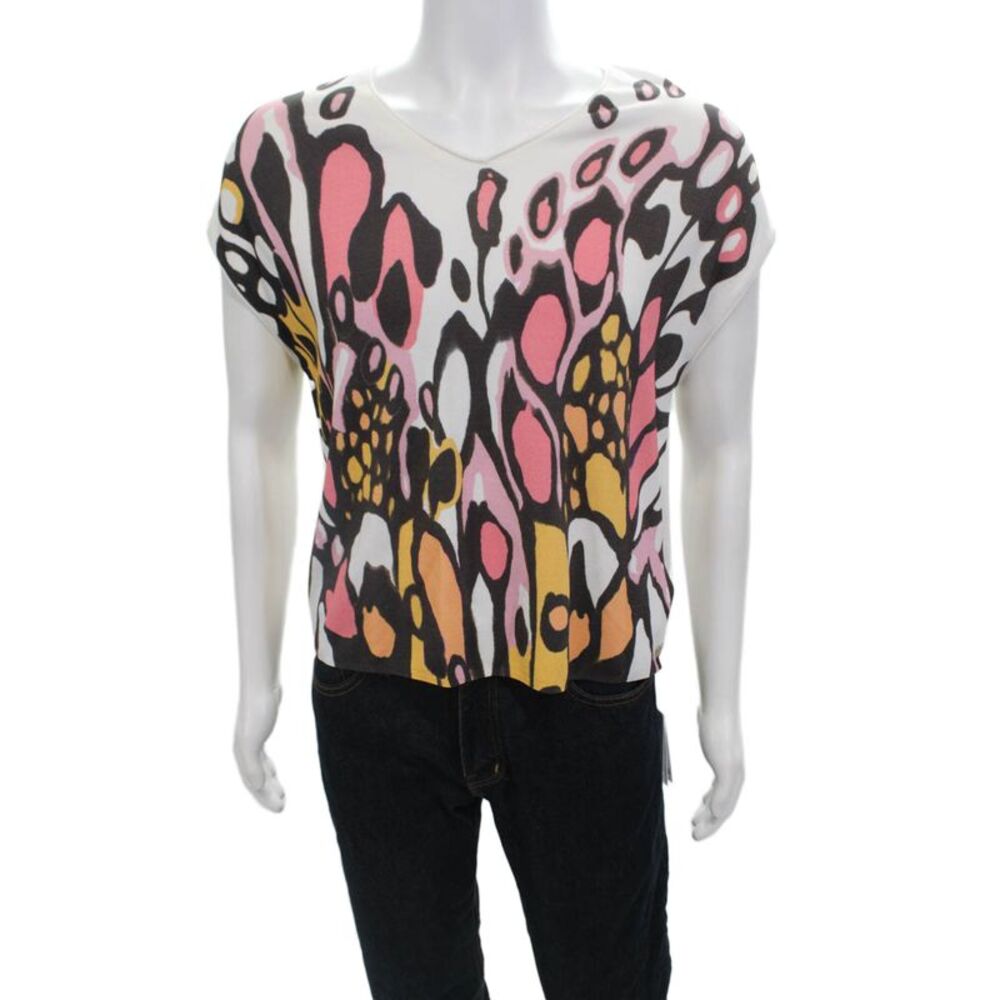 Marc Cain Womens Graphic Print Butterfly Sweater Bright Candy Pink Size S